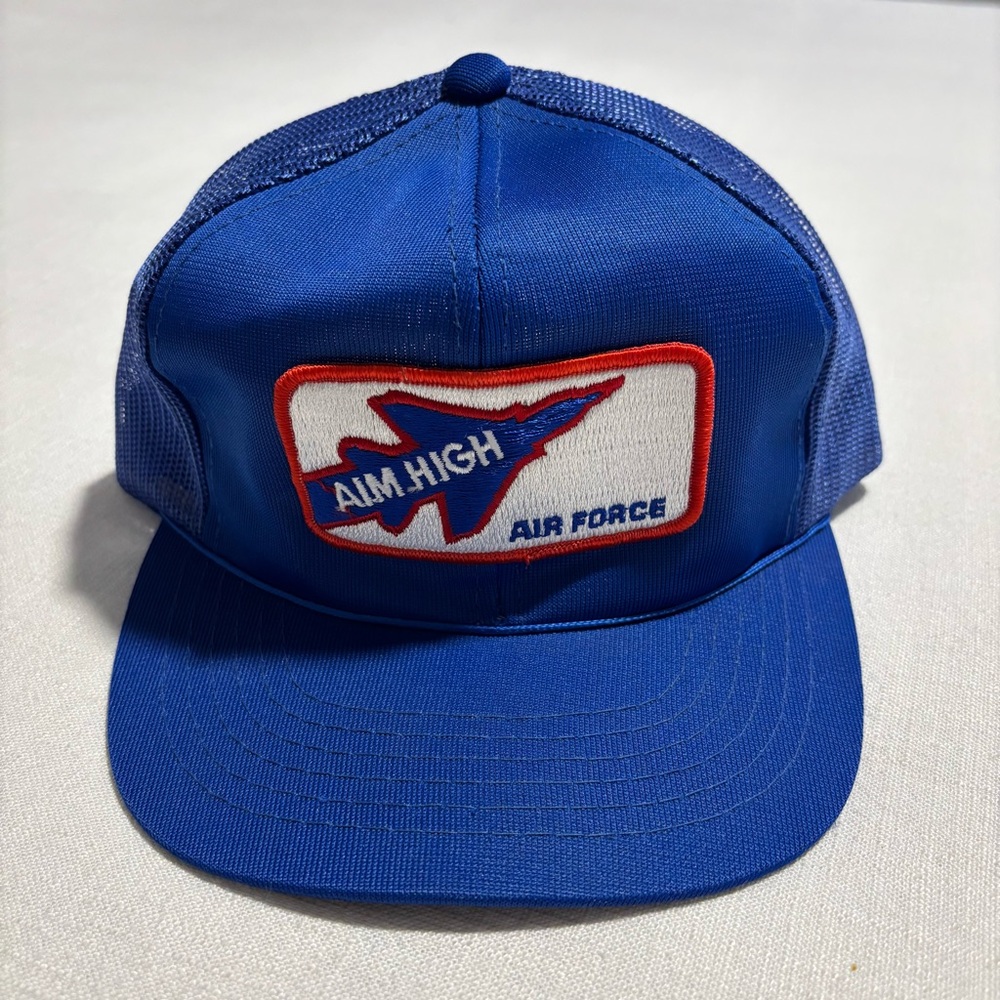 Vintage Air Force Aim High Patch Snapback Trucker Hat | Blue | OSFA